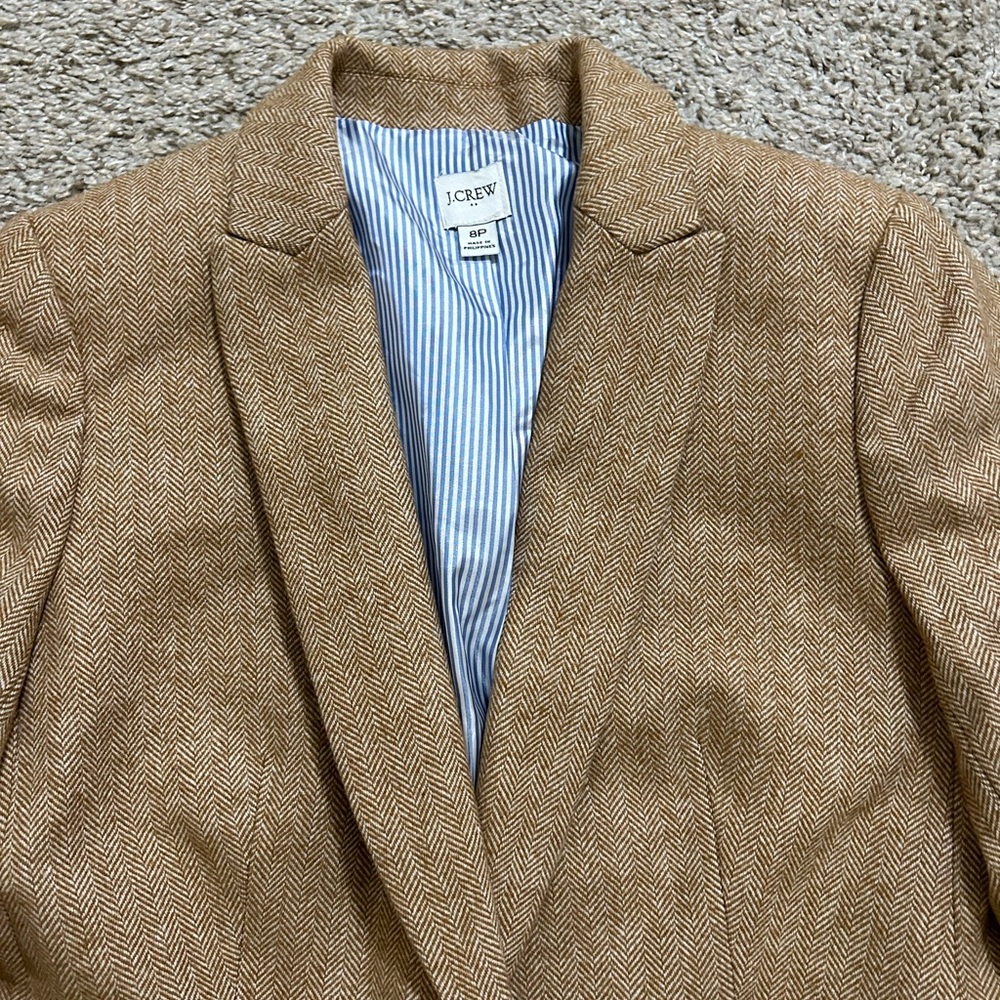 J.Crew Women’s 8P Herringbone Wool Blend Holland Blazer Office Career Academia - Picture 6 of 11